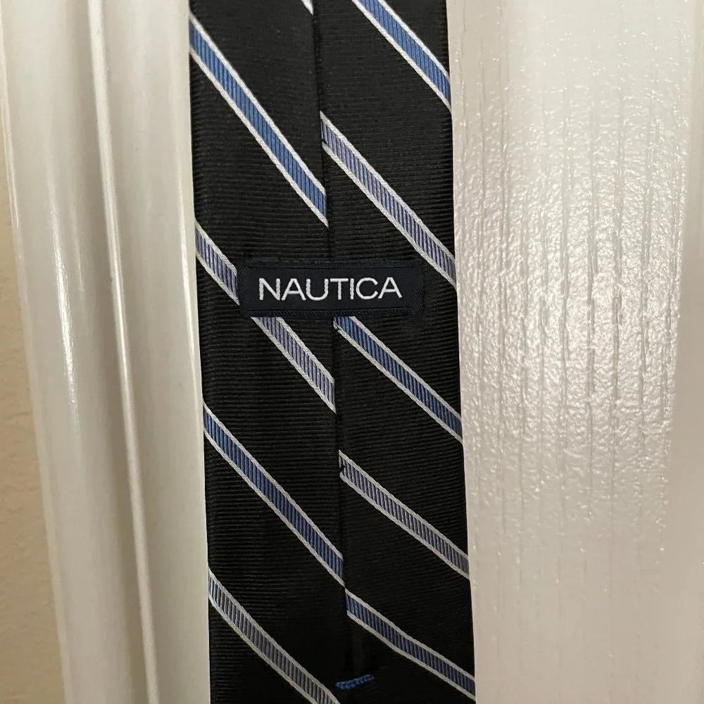 Nautica Boys Adjustable Tie Navy Blue w/Stripes